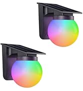 uwiner Solar Fence Lights 2 Pack, RGB Color Changing, 3 Lighting Modes, IP65 LED Waterproof Solar...