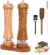 Foyucool Wooden Salt and Pepper Grinder Set with Brush and Spoon, 8 Inch Manual Salt and Pepper M...