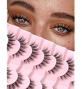 Lashes Natural Cat Eye Lashes Wispy Eyelashes 15mm False Eyelashes Wispy Lashes 3D Volume Strip E...