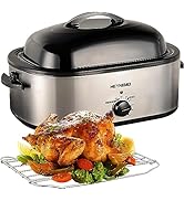 20 Quart Roaster Oven with Self-Basting Lid, Large Electric Turkey Roaster Oven with Defrost &amp; Wa...