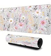 Jhdstore Extended Flower Mouse Pad(31.5 * 11.8 * 0.12 inch) with Stitched Edges Large Floral Mous...
