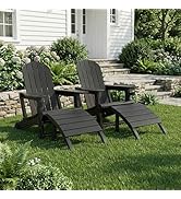 Shintenchi Adirondack Chair Set of 2,HDPE Adirondack Chairs with Umbrella Hole Connecting Tray &amp; ...