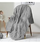 Wemore Fleece Weighted Blanket for Adults (60" x 80" 15lbs, Grey), Dual Sided Cozy Soft Sherpa He...