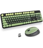 Ussixchare Green Wireless Keyboard and Mouse, Cute Keyboard and Mouse Combo, Full Size Typewriter...