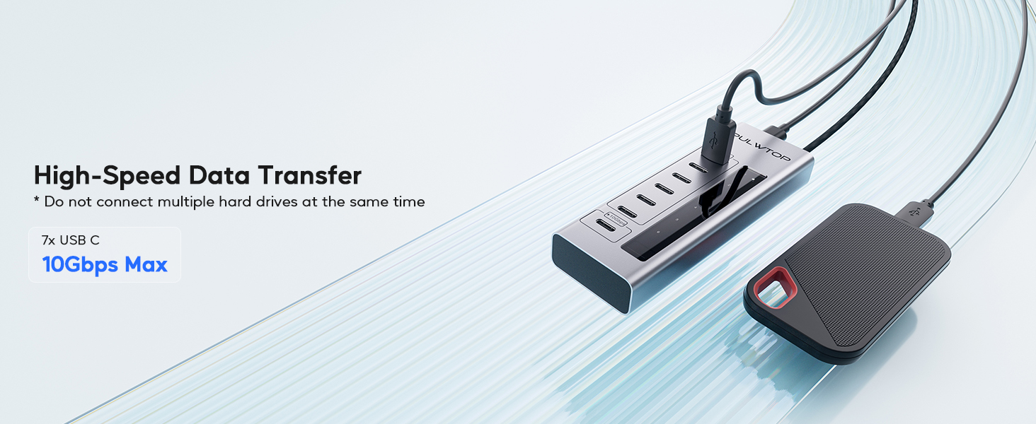 Powered USB C Hub, 7 in 1 USB C Hub