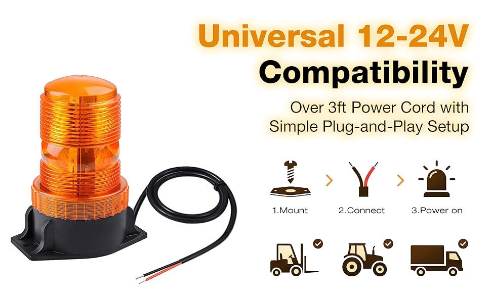 Magnetic Amber Led Strobe Lights 12V 24V Safety Warning Roof Top Flasher Emergency Flashing Beacon