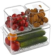 Redrubbit Fridge Food Storage Containers Bins Produce Saver with Vented Lids, Stackable Refrigera...