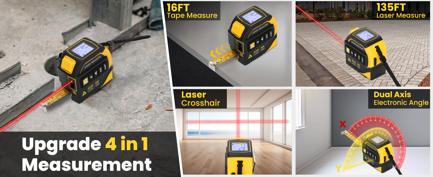 3 in 1 laser rangefinder tape measure