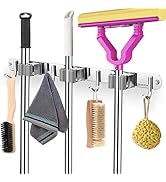 Aikert Mop And Broom Holder Wall Mount - Broom Organizer Wall Mount Heavy Duty Garage Tools Hange...