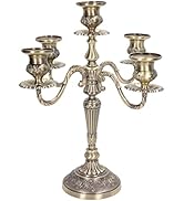 5-Candle Metal Candelabra, 10 Inch Tall Candlestick Holder for Taper Candles, Vintage Candle Hold...