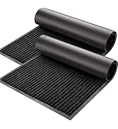 KMAT 2 Pack Door Mat Outdoor Indoor, Waterproof Anti-Slip Durable Rubber Doormat Low-Profile Desi...
