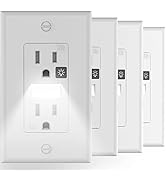 SOZULAMP Decorator Receptacle Outlet with LED Night Light,15A 125V,2 Pole 3 Wire,Tamper Resistant...