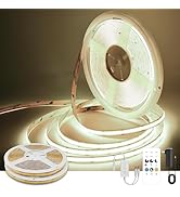 Pandery COB LED Strip Lights Natural White,24V Dimmable led Light Strip KIT with Remote and app C...