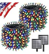 Multicolor Solar Christmas Lights 2Pack Total 180FT 500LED, String Light Outdoor Waterproof, Auto...