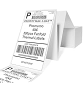 Phomemo 4"x6" Direct Thermal Shipping Label, Pack of 500 4x6 Thermal Labels Fanfold - for Shippin...