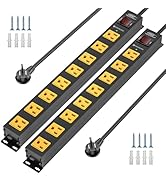 CRST 2 Pack 8 Outlet Metal Heavy Duty Power Strip with Switch, 2100J Surge Protector, Mountable W...