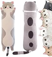 Cat Soft Pillow Plush Long Throw Sleeping Pillow Cotton Kitten Pillow Cuddly Stuffed Cute Plush D...