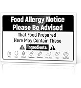 EliteSign Food Allergy Notice Sign, Acrylic Caution Warning Sign with Adhesive Sticker