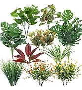 Ouddy Decor 18 Bundles Outdoor Artificial Plants UV Resistant Fake Greenery Stems Faux Shrubs for...