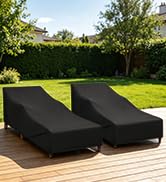 SunPatio Chaise Lounge Covers Outdoor Waterproof, 2 Pack Patio Lounge Chair Protector with Windpr...