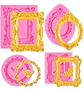 Puyeipt 4 Pcs Photo Frame Silicone Molds, Vintage Picture Photo Frames Fondant Molds for Cupcake ...