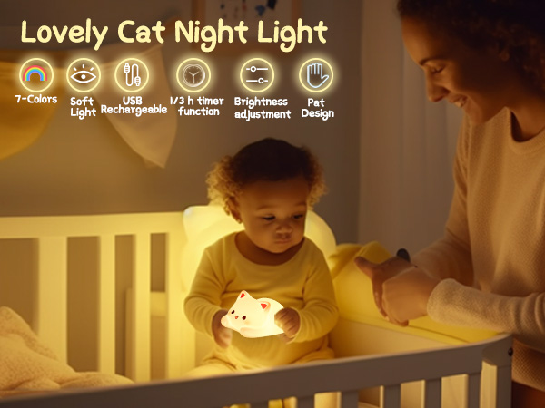 ZKLILI Cute Cat siliconeNight Light