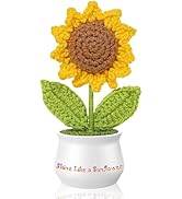 Kaptron Positive Crochet Sunflower with Adhesive Base, Handmade Inspirational Emotional Support G...
