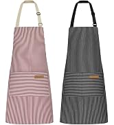 NLUS 2 Pack Kitchen Cooking Aprons, Adjustable Bib Soft Chef Apron with 2 Pockets for Men Women (...