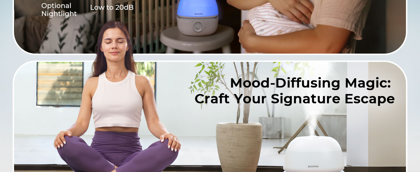 night light and 20dB quiet operation, aroma box