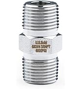 U.S. Solid 304 Stainless Steel Hex Nipple, 6000 psi High Pressure Heavy Duty Pipe Fitting, 3/8" x...