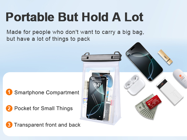 Floating Dry Bag with Touchscreen Window Stores Sunscreen, Sunglasses, Power Bank