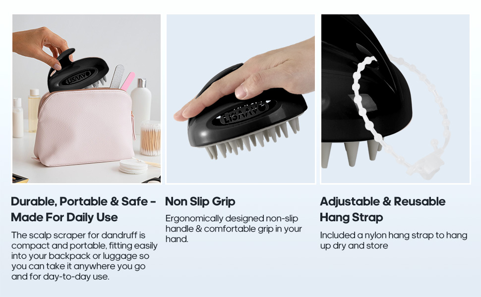 Make Hair &amp; Scalp Care Simple Anywhere You Go, Non-Slip Handle &amp; Adjustable Hang Strap