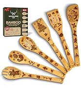 Wooden Spoons for Cooking - 6-Piece Wooden Utensil Set with Spatulas &amp; Spoons, Heat-Resistant, Ec...