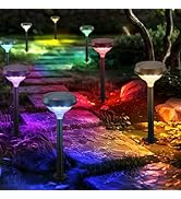 Linkind Solar Pathway Lights 8 Pack, Color Changing Solar Lights Outdoor Waterproof, Multicolor/W...