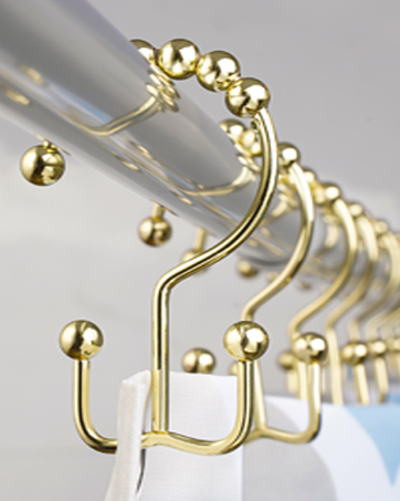 DAWNER Shower Curtain Hooks Rings, Rust Proof Hooks, Metal Easy Glide Double Shower Rings Hooks