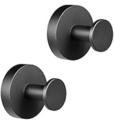 JAAWAN (2-Pack) Matte Black Towel Hooks Wall Mounted for Bathroom Bedroom, SUS304 Stainless Steel...