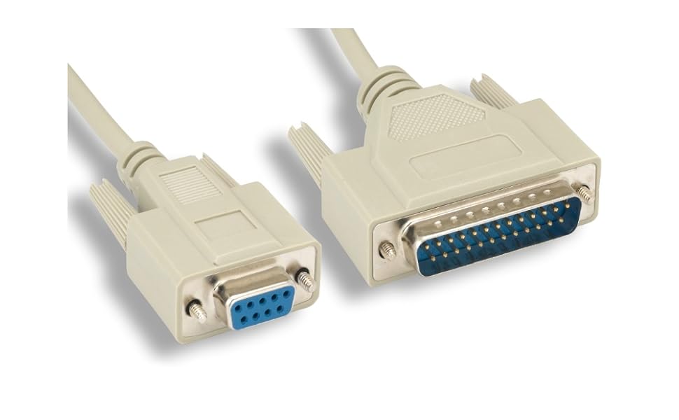 KENTEK 6 FT DB9 Female to DB25 Male Serial RS-232 Cable Adapter Cord AT Modem 28 AWG