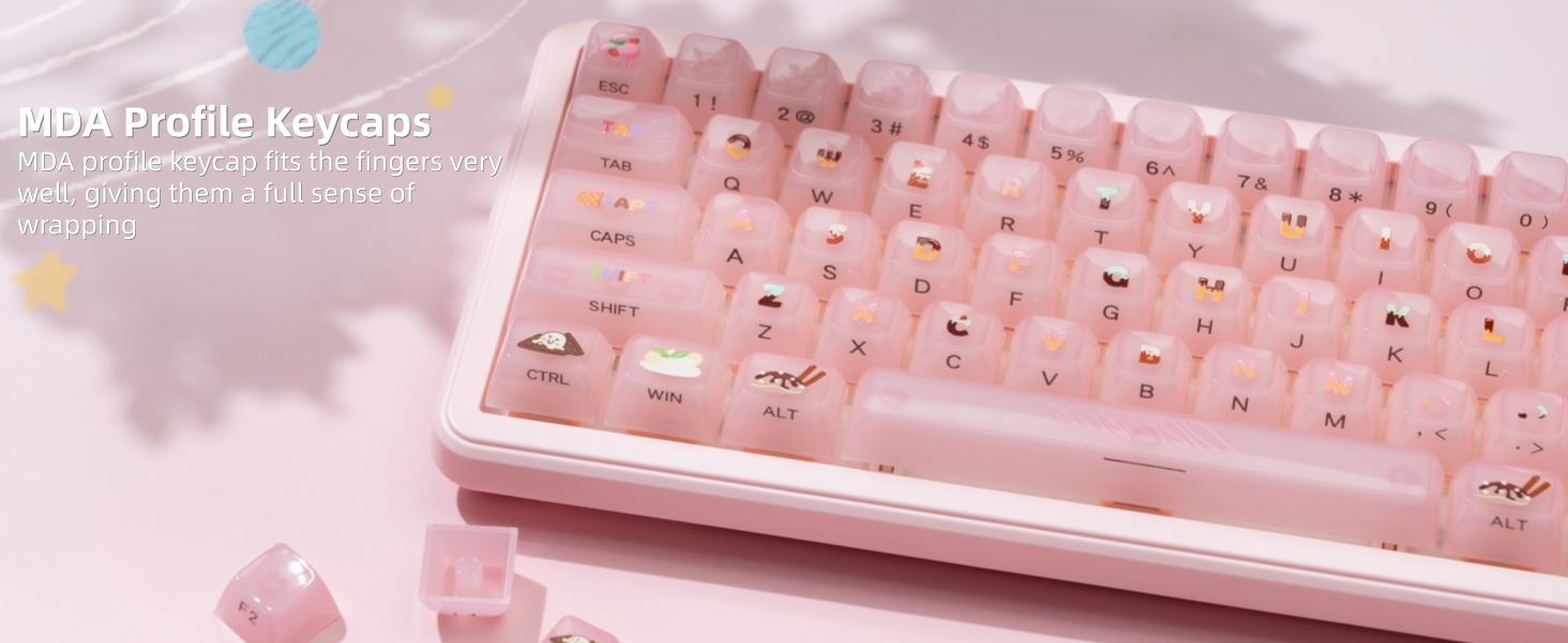 Womier Keyboard Keycaps Jelly - Ceramic Keycaps Style, Clear Ice-Cream Pink Cute Key cap