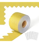 65.6 Feet Bulletin Board Borders, Gold Glitter Borders Trim, Gold Scalloped Bulletin Board Paper ...