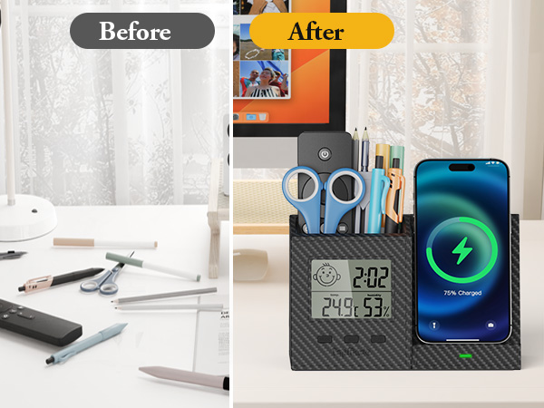 Wireless Charger with Pen Holder,