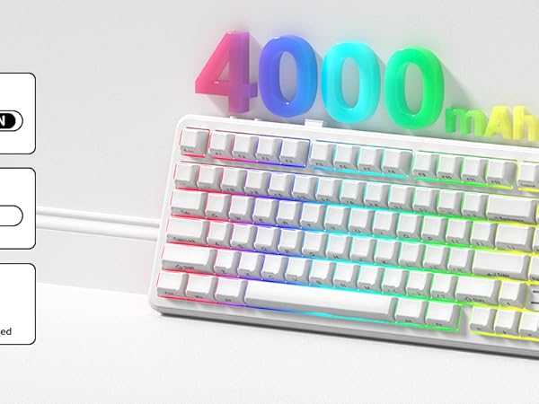 a wireless mechanical keyboard with a 4000mAh battery