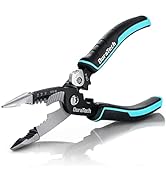 DURATECH 5-in-1 Wire Stripper, 8" Wire Stripper and Crimping Tool, Premium CR-V Construction, Nee...