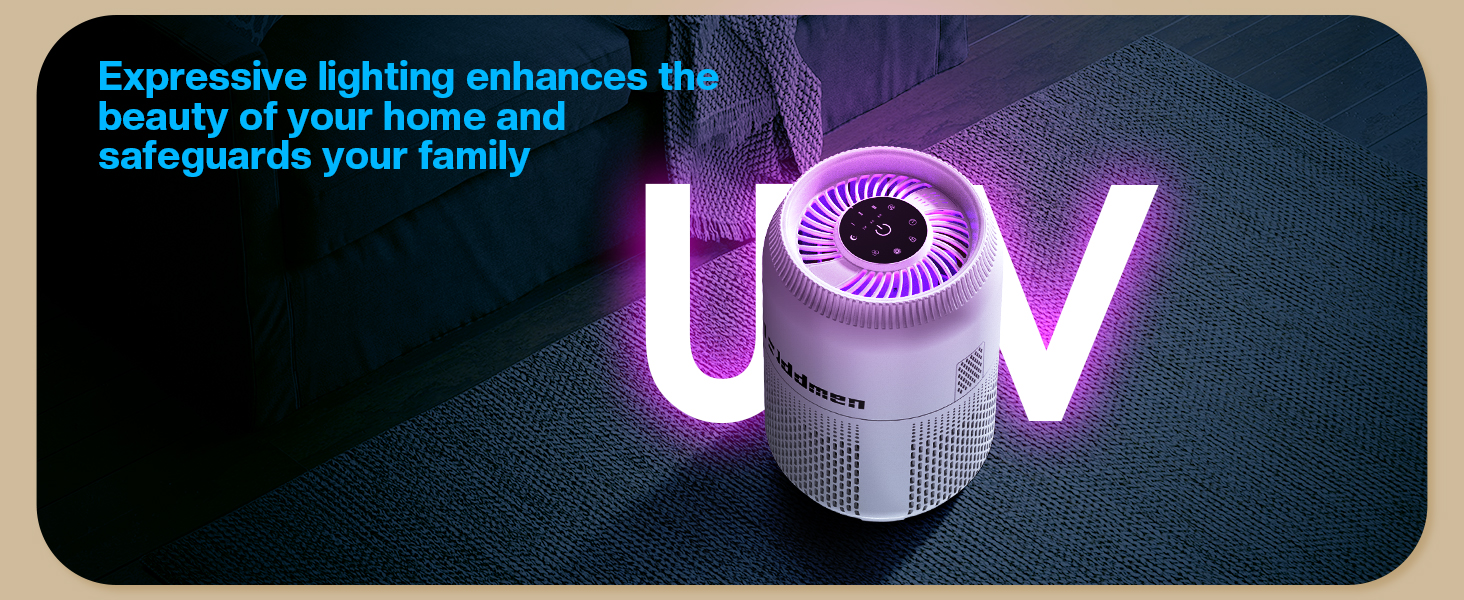 Rddmen 3-in-1 Air Purifier for Home - H13 HEPA Air Filter, Covers Up to 1095 sq ft