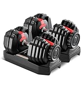Adjustable Dumbbell Set, 2-in-1 Weights with Anti-Slip Handle, Fast Weight Adjustment for Home Gy...