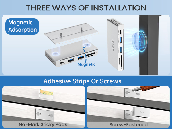 Magnetic USB Hub three ways install