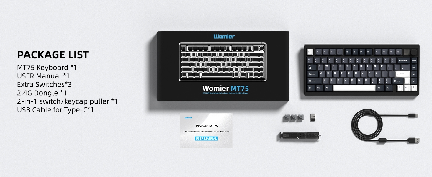 75% Wireless Mechanical Gaming Keyboard Bluetooth 5.0/2.4GHz/USB C Thocky Creamy Keyboard