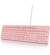 Ussixchare Pink Gaming Keyboard 104 Keys LED Backlit Keyboard Wired Light up Keyboard Mechanical ...