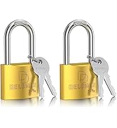 DELSWIN Weatherproof Padlock with Key (Keyed Alike) - Heavy Duty Solid Brass Locker Lock with 1-4...