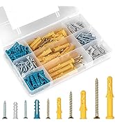 KURUI Drywall Anchors and Screws Assortment Kit 230PCS, 115 Plastic Wall Anchors and 115 Philips ...