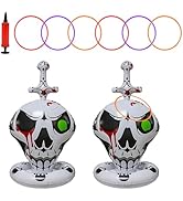 2 Pack Skeleton Halloween Inflatables Ring Toss Games Set - Outdoor Carnival Party Games with Rin...